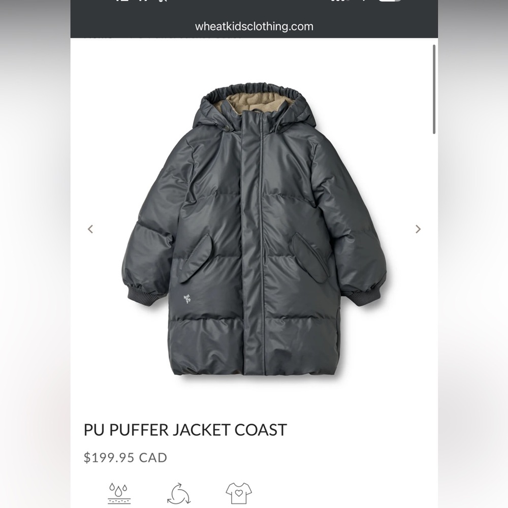 Kids wheat PU PUFFER JACKET COAST 8Y